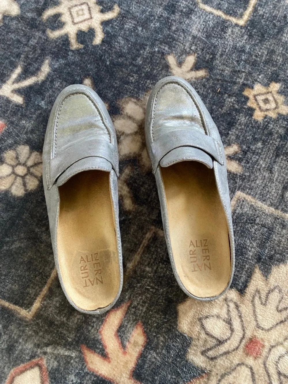 “Naturalizer” Silver Metallic Slip-on Loafers (8.5)